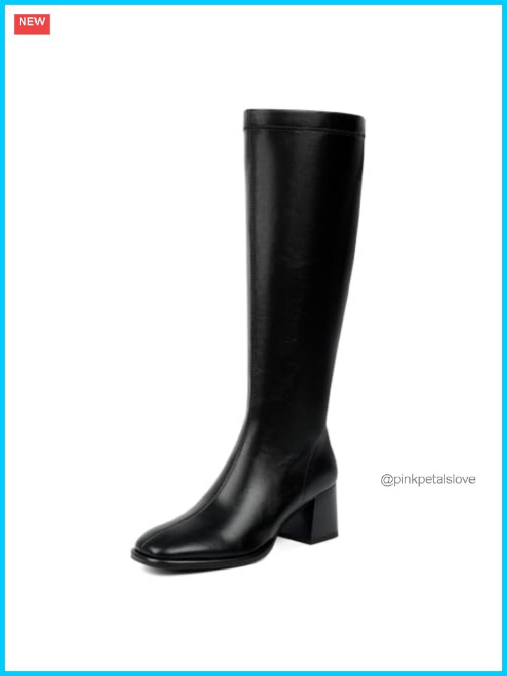 Knee High Boots Stretchy Chunky Heel Square Toe Tall Boots